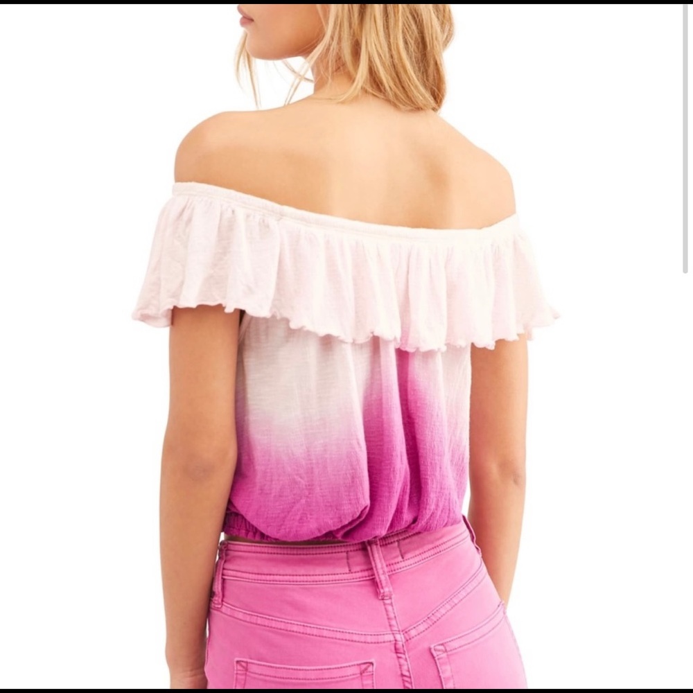 Free People Begonia Combo Ombre Pink Off-the-Shoulder Top XS - Picture 2 of 6